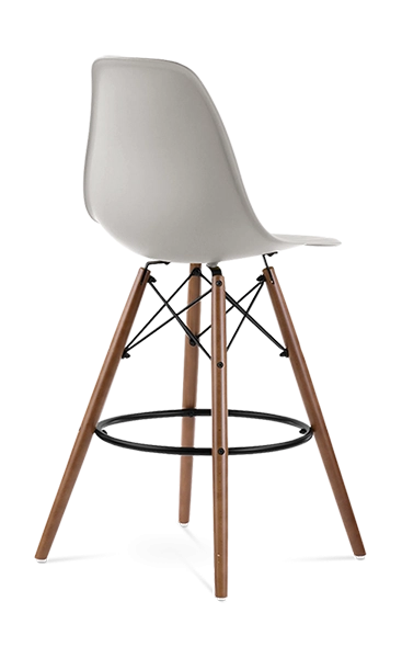 Eames Style Eiffel Bar Stool - Beige & Walnut Legs - Image 4