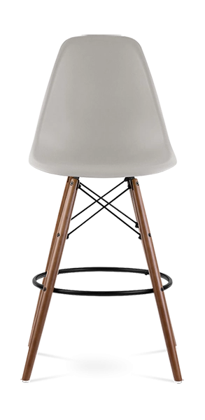 Eames Style Eiffel Bar Stool - Beige & Walnut Legs - Image 2