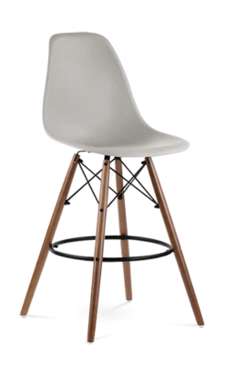Eames Style Eiffel Bar Stool - Beige & Walnut