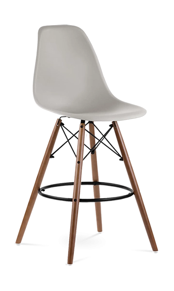 Eames Style Eiffel Bar Stool - Beige & Walnut Legs