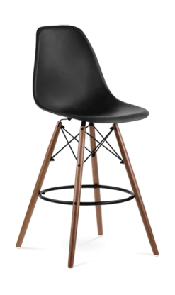 Eames Style Eiffel Bar Stool - Black & Walnut Legs