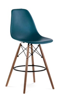 Eames Style Eiffel Bar Stool - Ocean & Walnut Legs