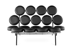 Nelson Style Marshmallow Sofa - Black Leather