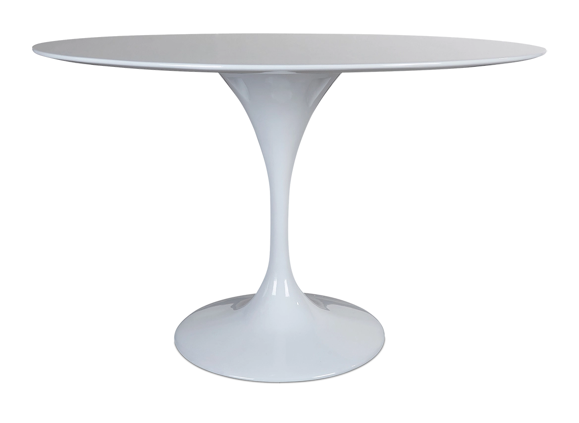 Saarinen Style 120cm Tulip Table & 4 Armchairs - White - Image 2