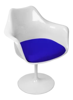 Saarinen Style Tulip Armchair - Blue Cushion