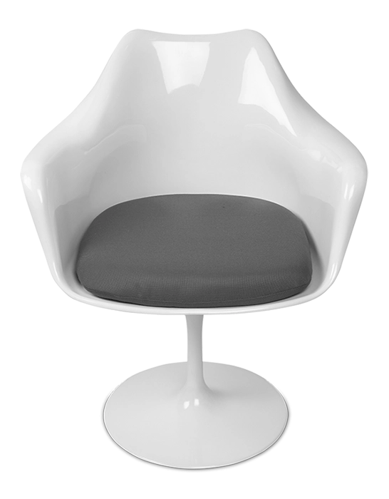 Saarinen Style 120cm Tulip Table & 4 Armchairs - White - Image 4