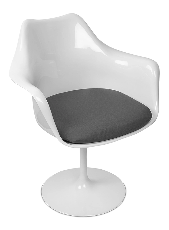 Saarinen Style 120cm Tulip Table & 4 Armchairs - White - Image 3