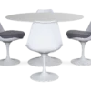 Saarinen Style 120cm Tulip Table & 4 Side Chairs - White