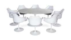 Saarinen Style 170cm Tulip Table & 8 Armchairs - Marble