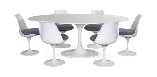 Saarinen Style 170cm Tulip Table & 6 Side Chairs - White