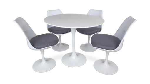 Saarinen Style 90cm Tulip Table & 4 Side Chairs - White