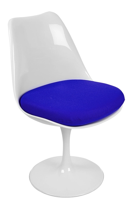 Saarinen Style Tulip Side Chair - Blue Cushion
