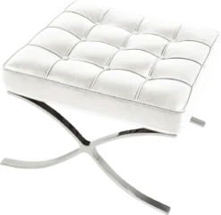 Van Der Rohe Style Barcelona Ottoman - White Leather