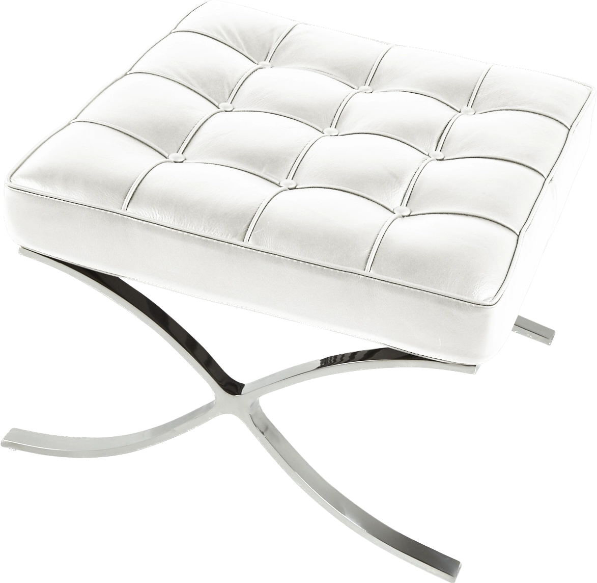 Van Der Rohe Style Barcelona Ottoman - White Leather