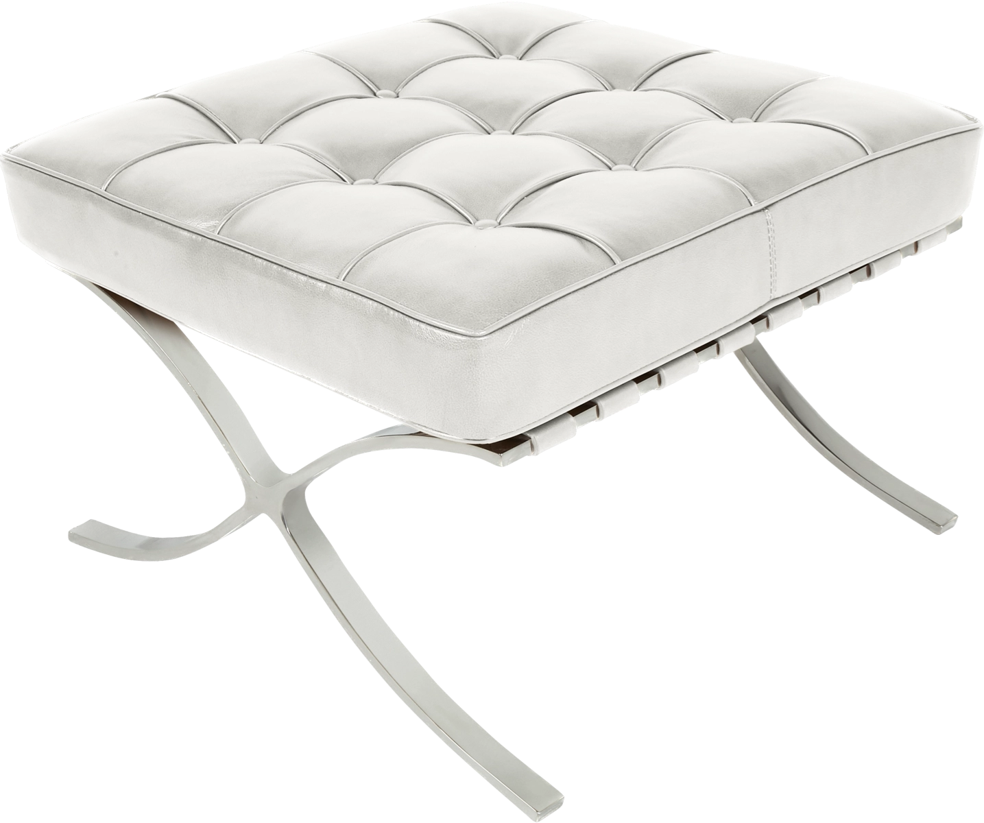 Van Der Rohe Style Barcelona Ottoman - White Leather - Image 2