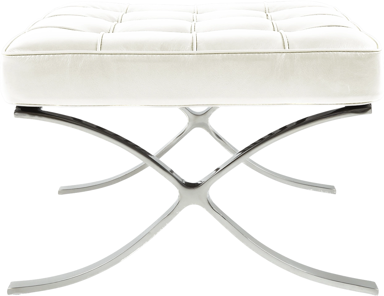 Van Der Rohe Style Barcelona Ottoman - White Leather - Image 3