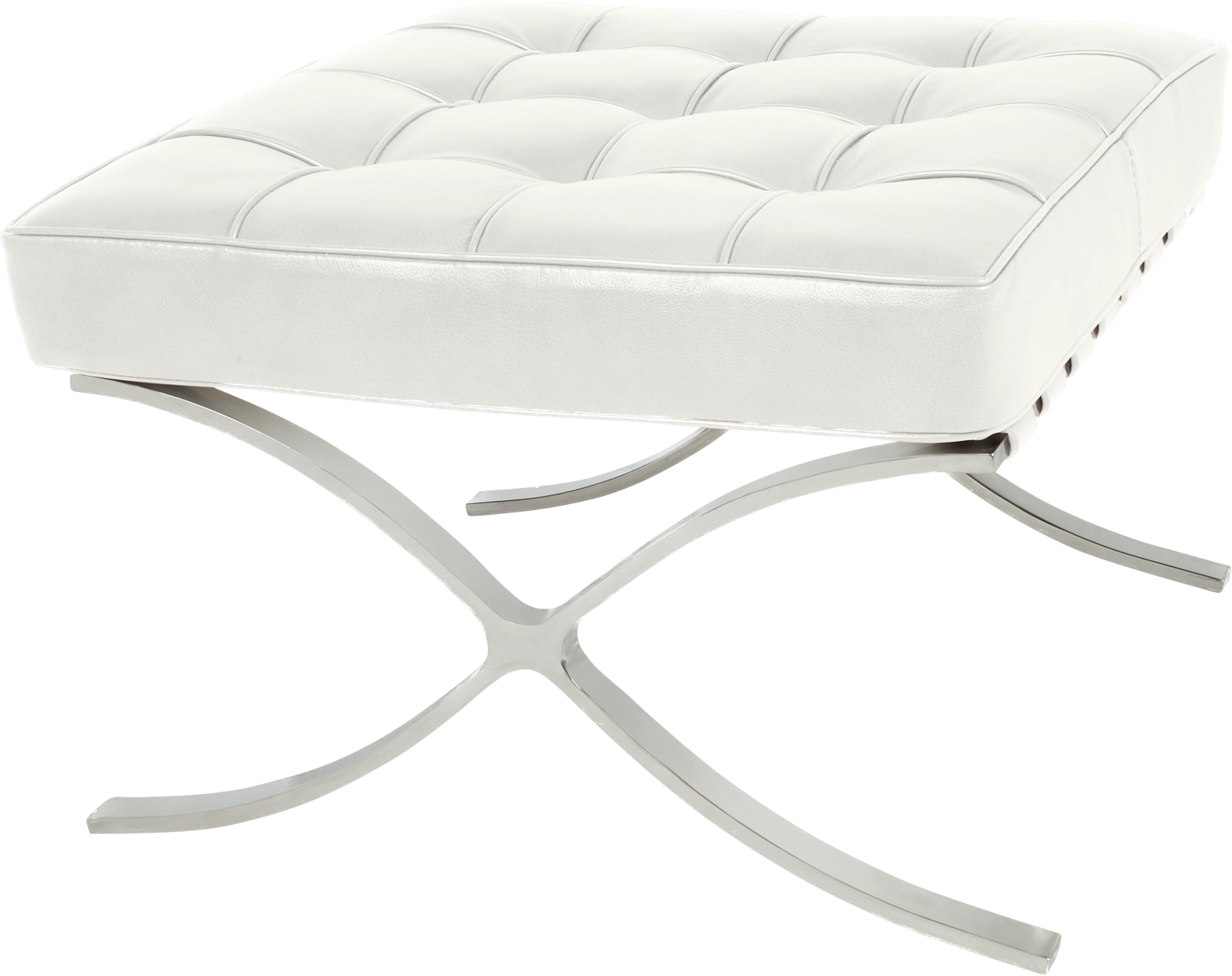 Van Der Rohe Style Barcelona Ottoman - White Leather - Image 4