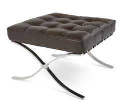 Van Der Rohe Style Barcelona Ottoman - Dark Brown Leather