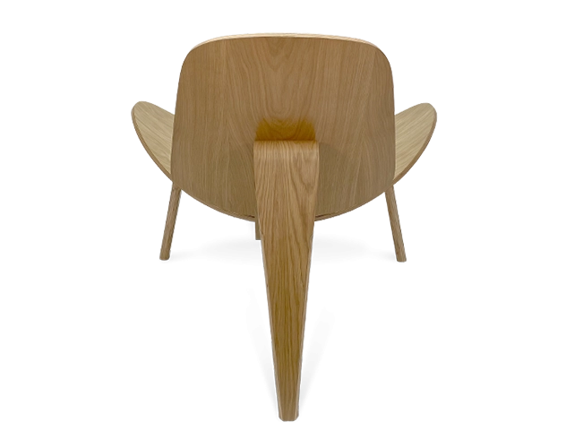 Wegner Style Shell Chair - White & Oak Veneer - Image 3