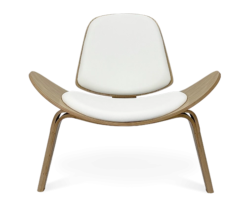 Wegner Style Shell Chair - White & Oak Veneer