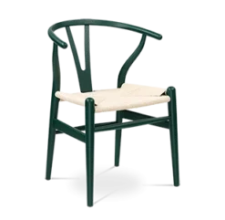 Wegner Style Wishbone Chair - Dark Green Wood