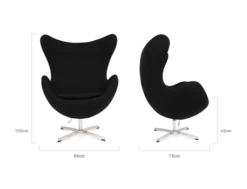 Wingback Curvaceous Armchair - Black Cashmere