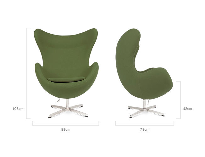 Wingback Curvaceous Armchair - Green Wool - Image 5