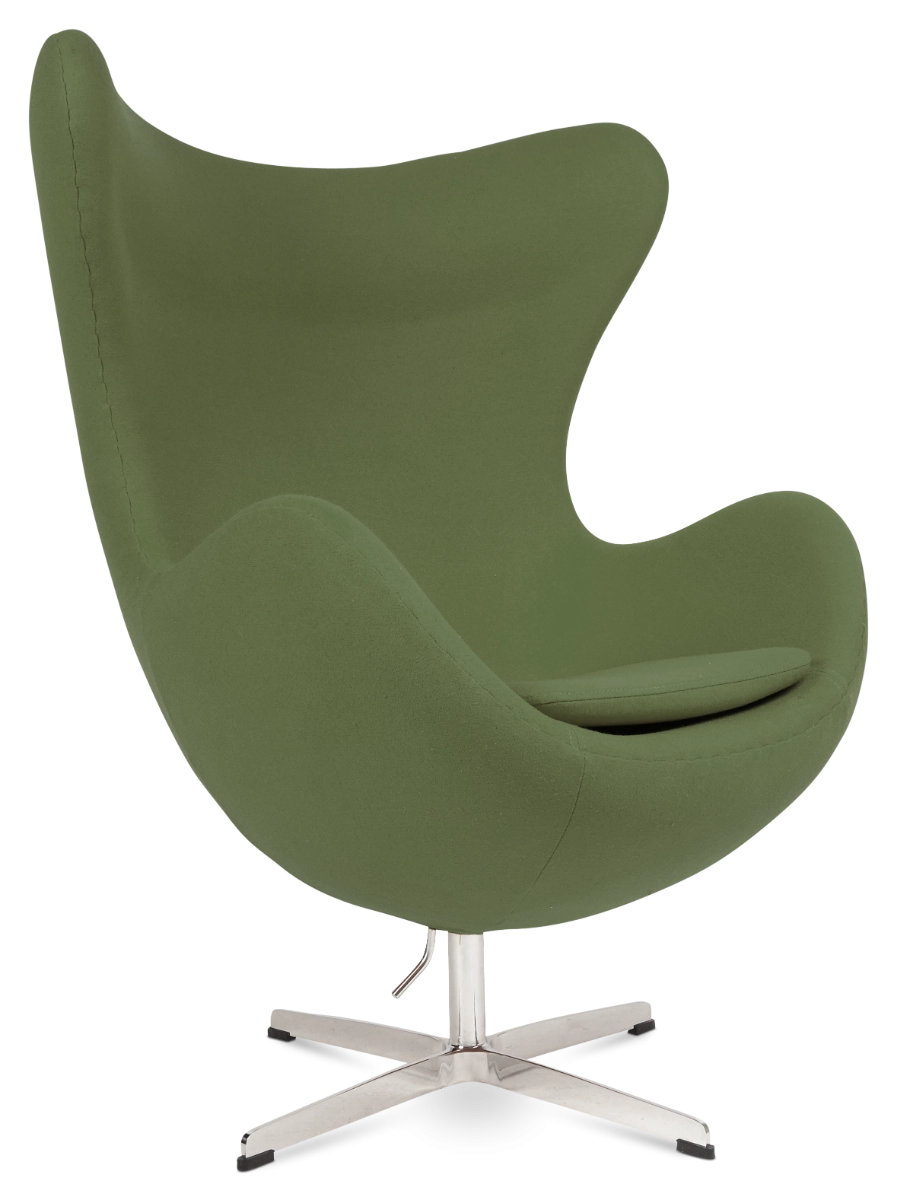 Wingback Curvaceous Armchair - Green Wool - Image 2