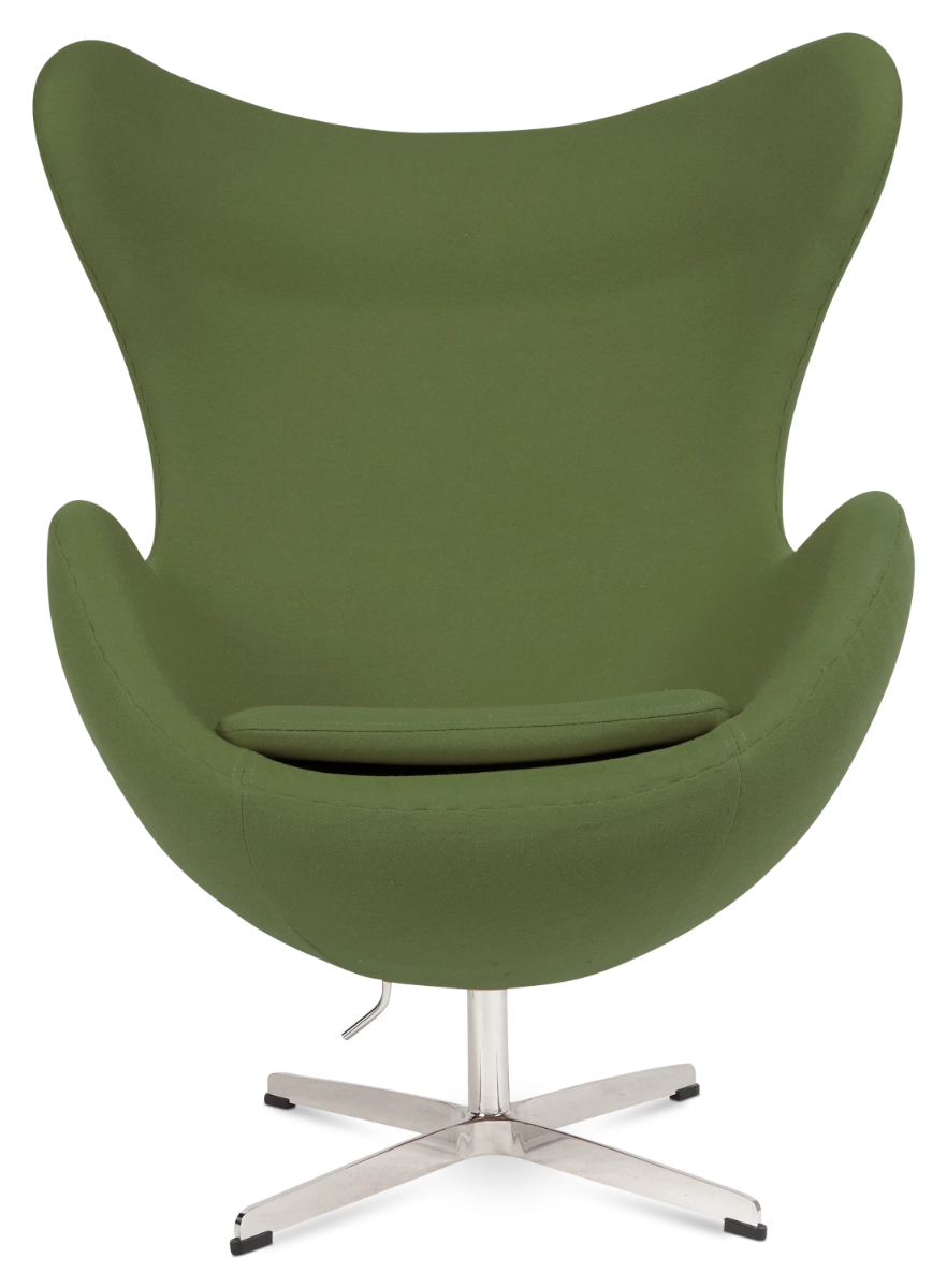 Wingback Curvaceous Armchair - Green Wool