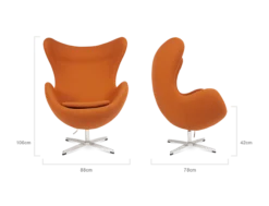 Wingback Curvaceous Armchair - Orange Wool