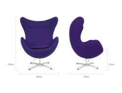 Wingback Curvaceous Armchair - Purple Wool